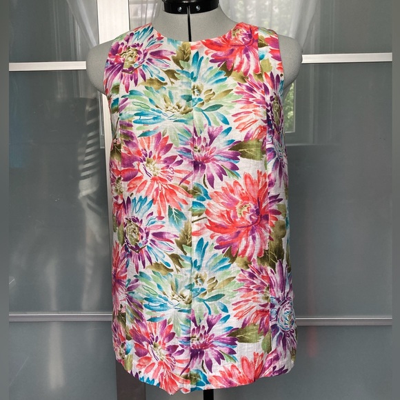 Ann Taylor Loft Women’s Sleeveless Linen Top, Floral print, Small - Picture 1 of 2